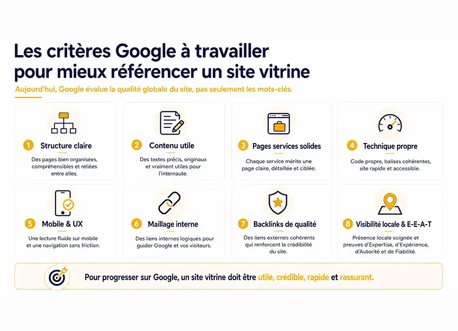 Critères Google pour mieux référencer un site vitrine