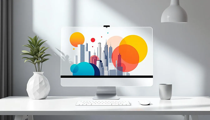 Design graphique pour un espace professionnel, mettant en avant des créations graphiques modernes.