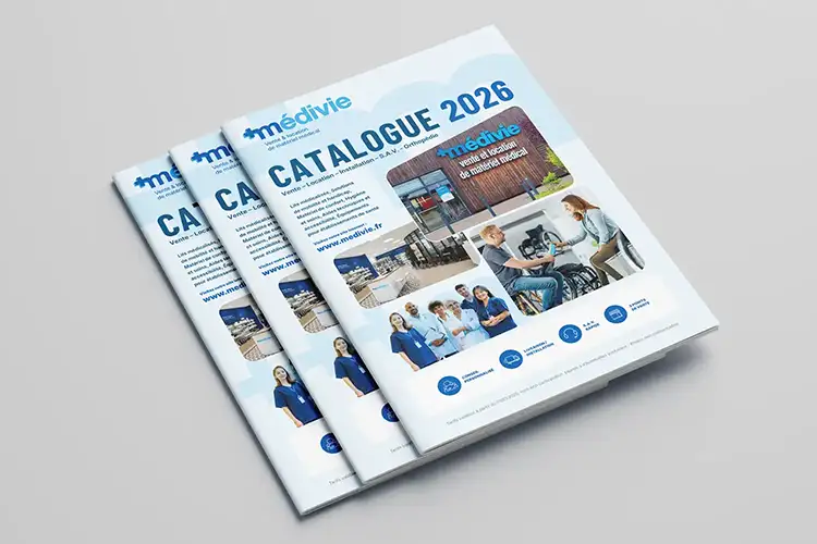 Création catalogue médical Médivie par un graphiste à Paris