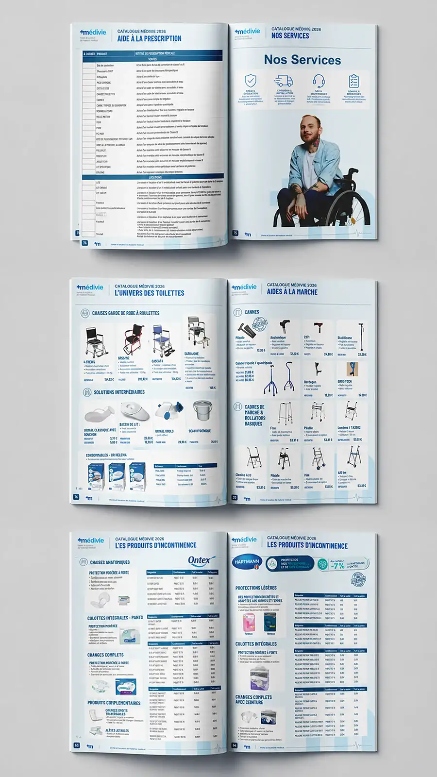 Mockup de catalogue médical professionnel Médivie graphiste paris