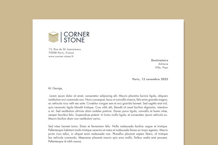 Papier à en-tête Corner Stone Paris