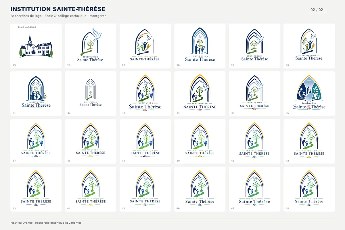 Variantes de logos pour l’école et le collège catholique Sainte-Thérèse de Montgeron